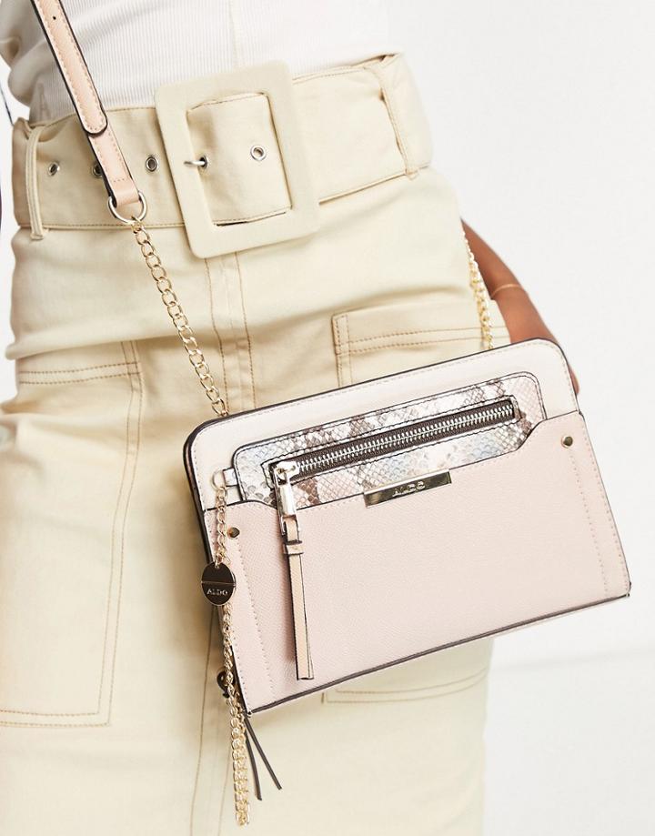 Aldo Margarethe Snake Trim Cross Body Bag In Pink