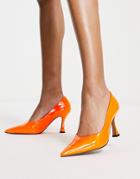 Asos Design Scout Mid Heeled Pumps In Orange