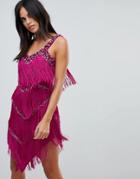 A Star Is Born Tassle Strappy Mini Dress - Pink