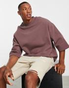 Asos Design Oversized Short Sleeve Sweatshirt In Brown