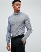 Asos Smart Stretch Slim Puppy Tooth Check Shirt With Cutaway Collar And Double Cuffs - Navy