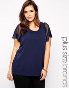 Junarose Lace Sleeve T-shirt - Navy