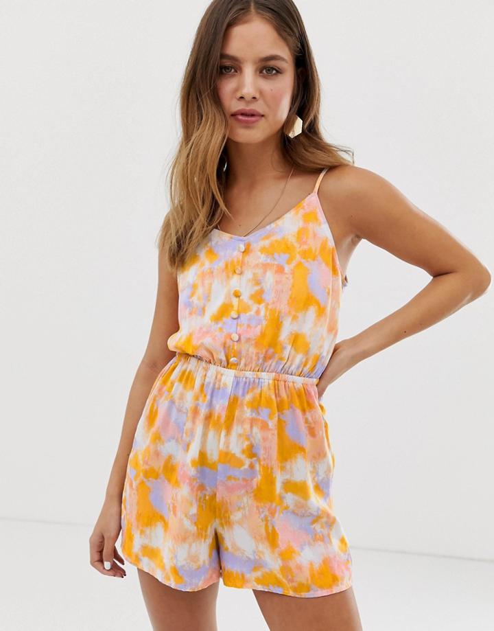 New Look Strappy Romper In Tie Dye - Multi