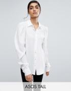 Asos Tall Blouse With Exaggerated Sleeve - White