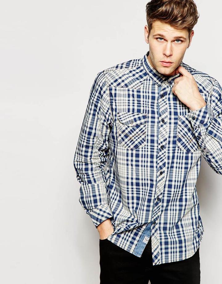 Brave Soul Check Shirt - Blue