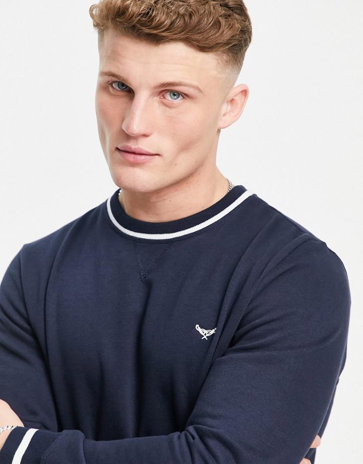 Threadbare Ringer Sweatshirt In Navy