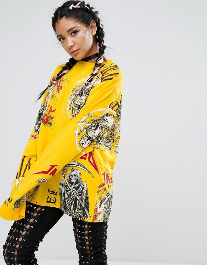 Jaded London Festival Long Sleeve Top - Yellow