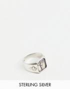 Asos Design Sterling Silver Religious Cross Signet Ring - Silver