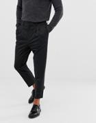 Asos Design Tapered Smart Pants In Gray Cross Hatch With Pleats - Gray