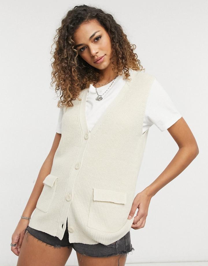 Only Knitted Vest In Beige-grey