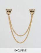 Reclaimed Vintage Leopard Collar Chain In Gold - Gold
