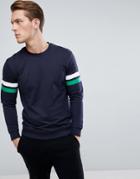 Only & Sons Sweatshirt With Multi Arm Stripe - Navy