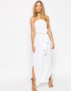 Asos Bandeau Maxi Dress With Tie Waist - White