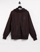 Asos 4505 Unisex Oversized Hooded Zip Up Sweat Jacket-brown