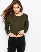 Asos Oversized Cropped Sweat - Green