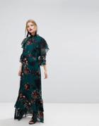 Y.a.s Bold Floral Print Ruffle Maxi Dress - Multi
