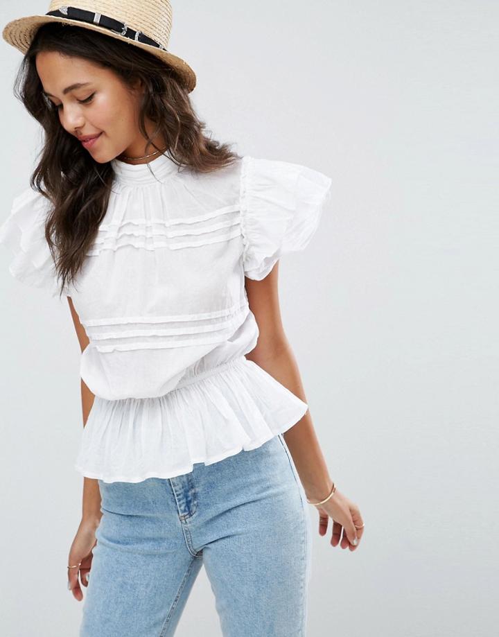 Asos Casual Sleeveless Victoriana Blouse - White