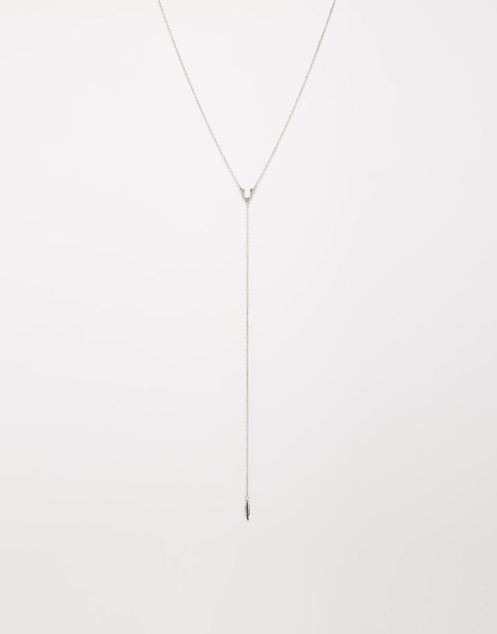 Asos Lucky Leaf Bolo Necklace - Silver