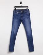 Jack & Jones Intelligence Tom Spray On Jeans In Mid Blue-blues