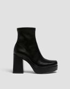 Pull & Bear Platform Heeled Ankle Boots In Black