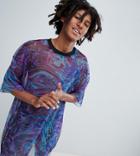 Milk It Vintage Oversized Mesh T-shirt With Marble Print - Purple