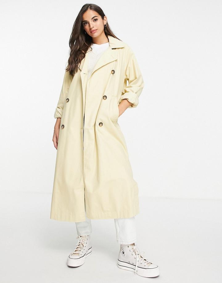 Monki Hedda Trench Coat In Beige-neutral