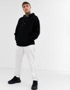Asos Design Oversized Hoodie In Black With Flecked Drawcords