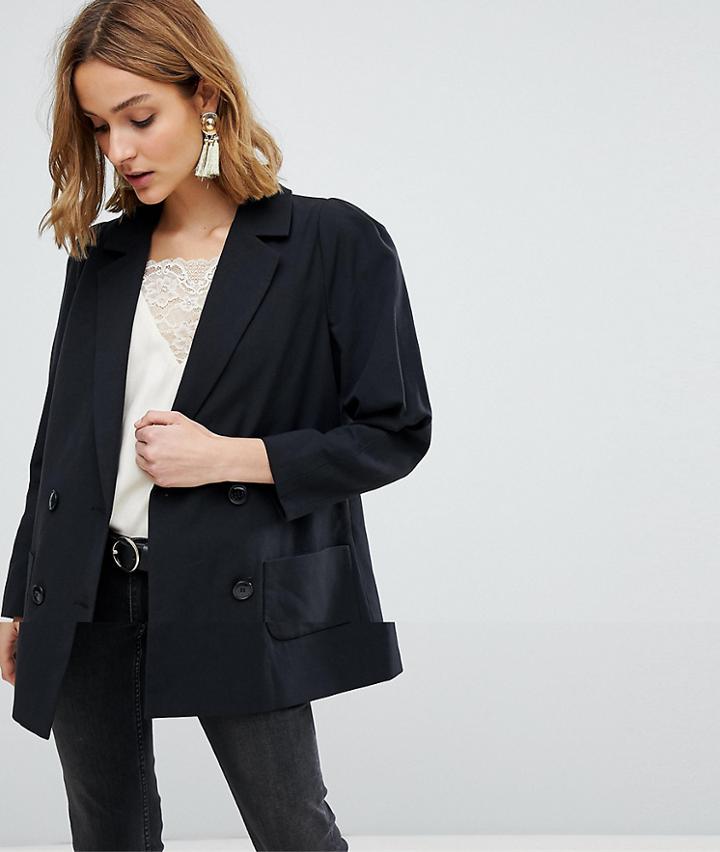 Vero Moda Boyfriend Blazer With Shoulder Pads - Black