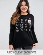 Asos Curve Count Down To Holidays Sweater - Black