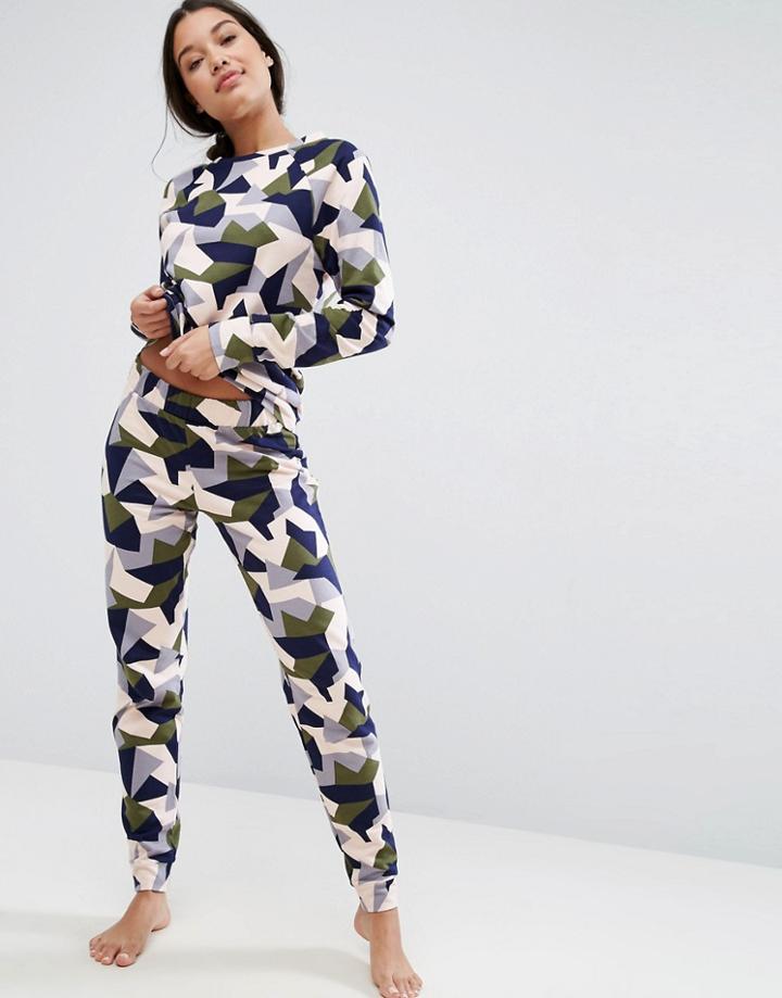 Asos Lounge Abstract Camo Print Jogger - Multi