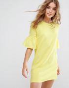 Pull & Bear Frill Cuff Dress - Yellow