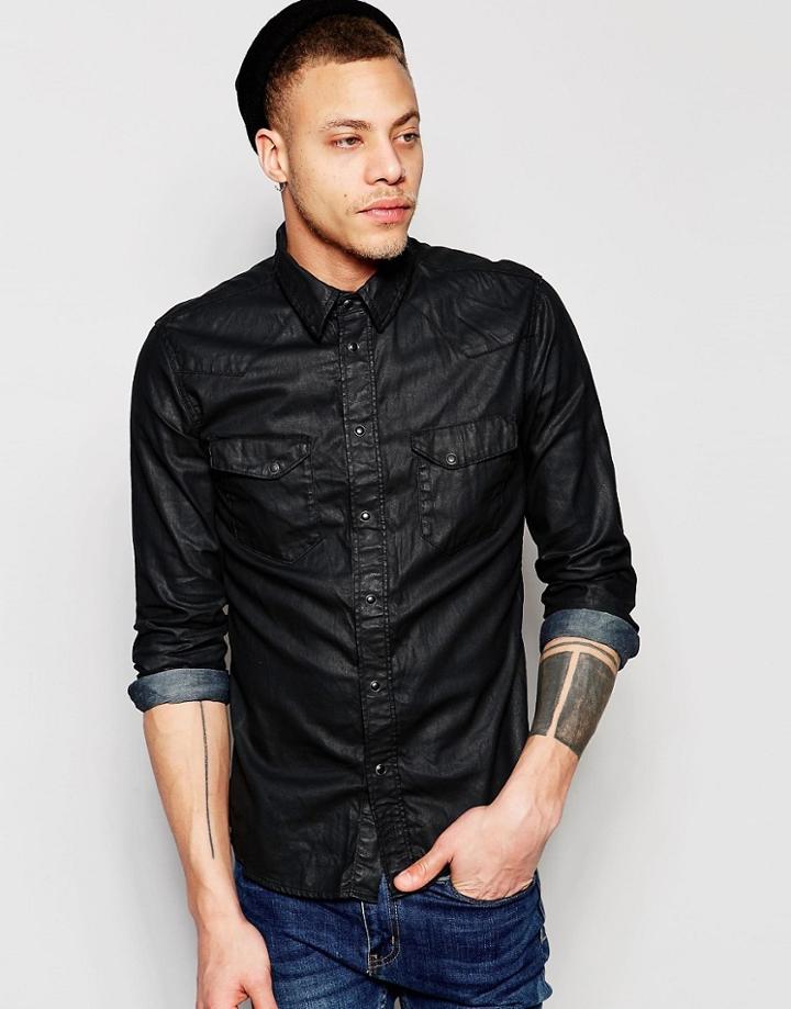 Nudie Jeans Jonis Regular Fit Denim Shirt - Black Duke