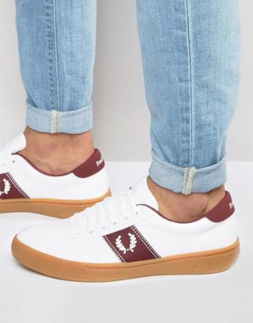 Fred Perry Gum Sole Logo Trainers - White