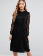 Yumi Lace Shirt Dress - Black