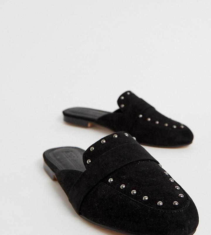 Asos Design Wide Fit Vocal Mules In Black - Black