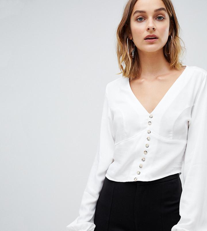 Stradivarius Button Front Blouse In White