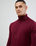 Brave Soul Roll Neck Sweater In 100% Cotton - Red
