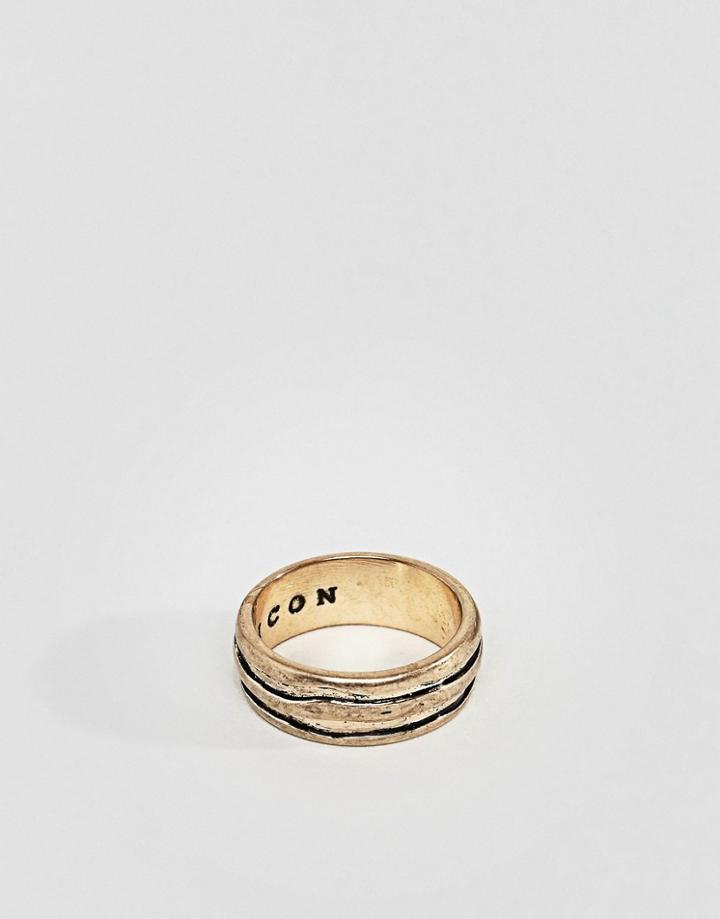 Icon Brand Preminum Wave Band Ring In Gold - Gold