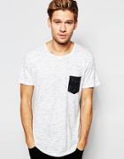 Selected Homme Spacedye T-shirt With Contrast Pocket - White