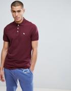 Abercrombie & Fitch Stretch Pique Slim Fit Polo Icon Moose Logo In Red - Red