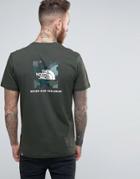 The North Face T-shirt With Red Box Logo In Green - Green