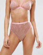 Asos Jasmine Lace High Leg High Waist Pant - Pink
