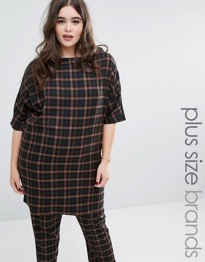 Elvi Check Co-ord Check Longline Tunic - Multi