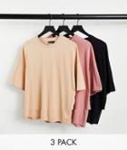 Asos Design 3 Pack Organic Oversized T-shirt In Multi