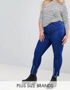 New Look Ripped Hem Jegging - Blue