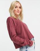 Quiksilver Oversized Cropped Long Sleeve T-shirt In Pink