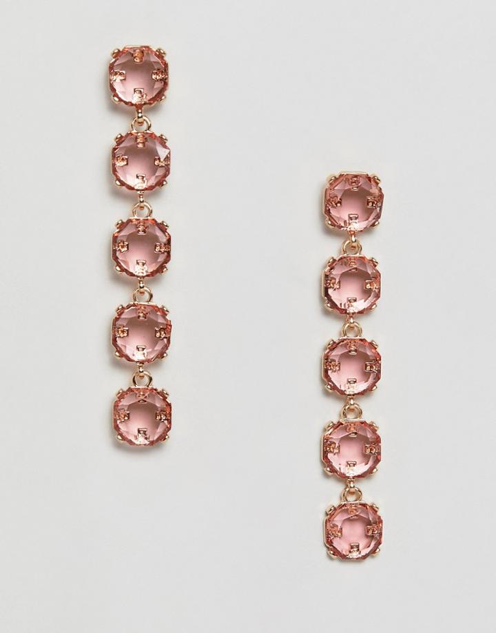 Asos Design Earrings With Resin Bead Drops In Gold - Gold