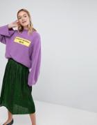 Monki Women Unite Slogan Sweater - Purple