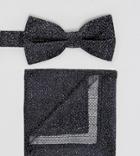 New Look Speckled Bow Tie And Pocket Square In Navy - Navy