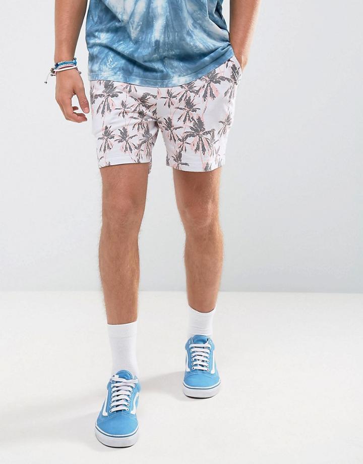 Asos Jersey Short In Palm Print - White